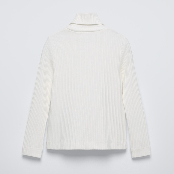 ZARA White Womens Ribbed Knit Turtleneck Long Sleeve Sweater - Picture 1 of 3